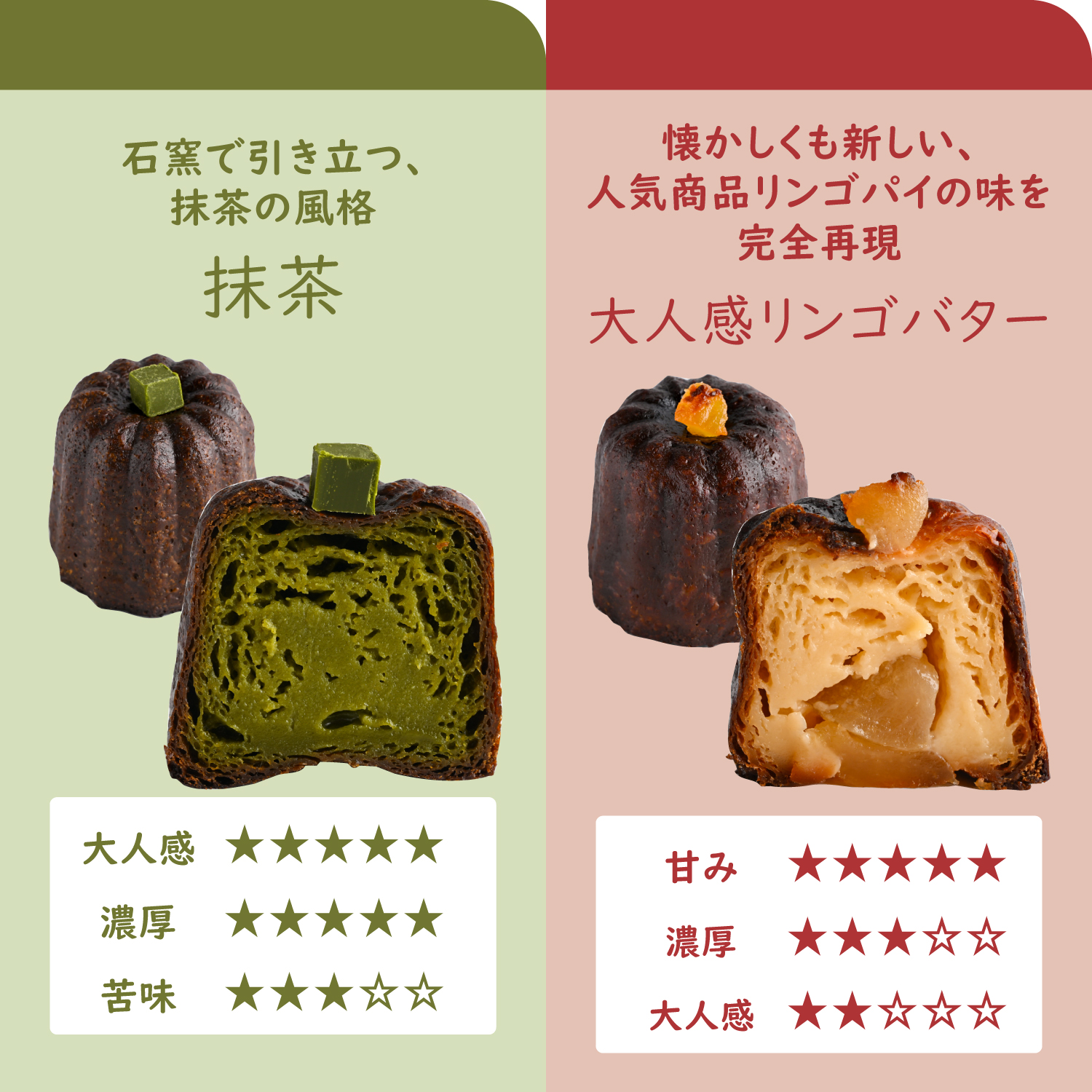 石窯カヌレフレーバーリンゴバター抹茶