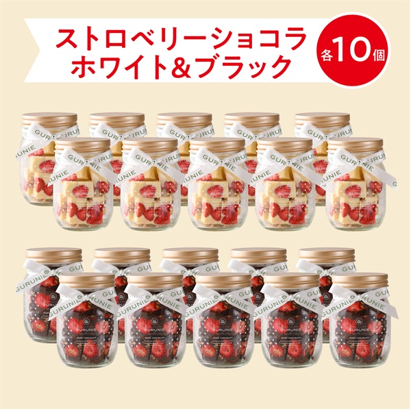 ストロベリーショコラ（ホワイト）手提げ袋付( 【送料無料】ホワイト１０個＆ブラック１０個)